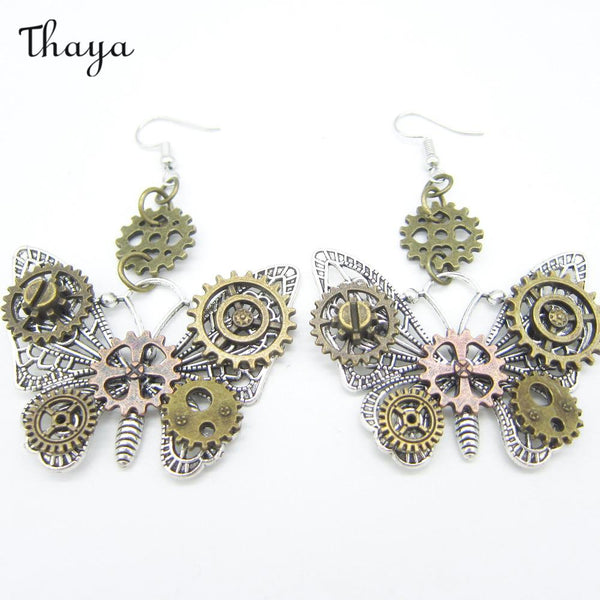 Thaya Gear Schmetterling Steampunk Vintage Ohrringe