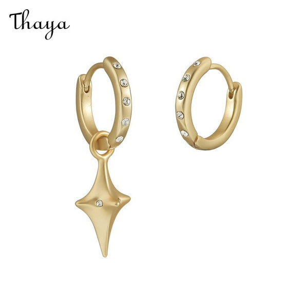 Thaya Cosmic Sign Asymmetric Cross Star Earrings