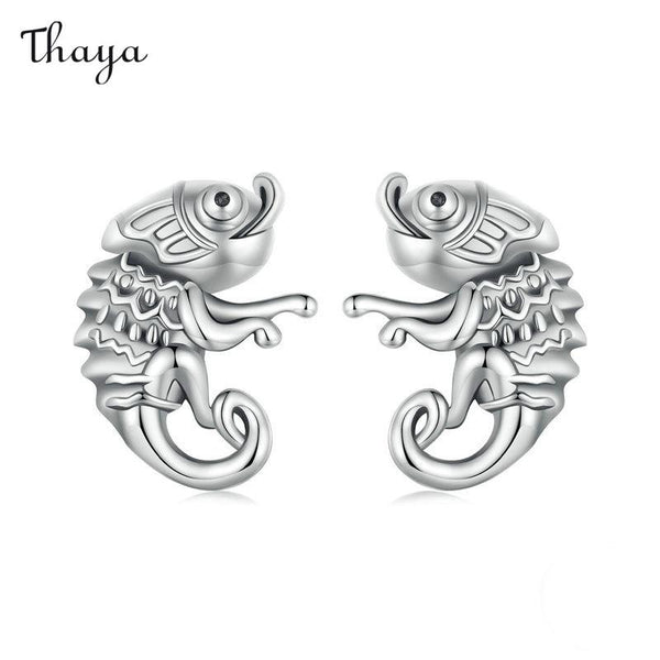 Boucles d'oreilles caméléon mignonnes en argent 925 Thaya