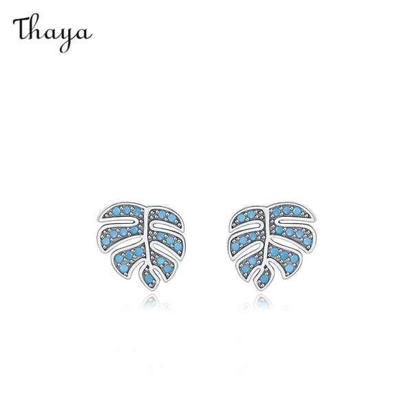 Boucles d'oreilles Thaya en argent 925 avec feuille de turquoise