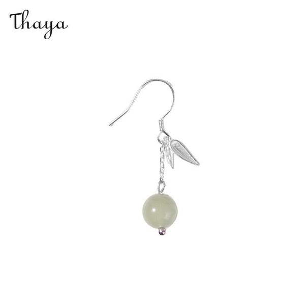 Boucles d'Oreilles Feuilles de Bambou Jaspe Vintage Thaya