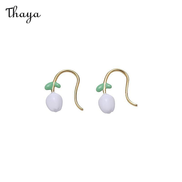 Thaya Elegant Lily Of The Valley Flower Drop Earrings