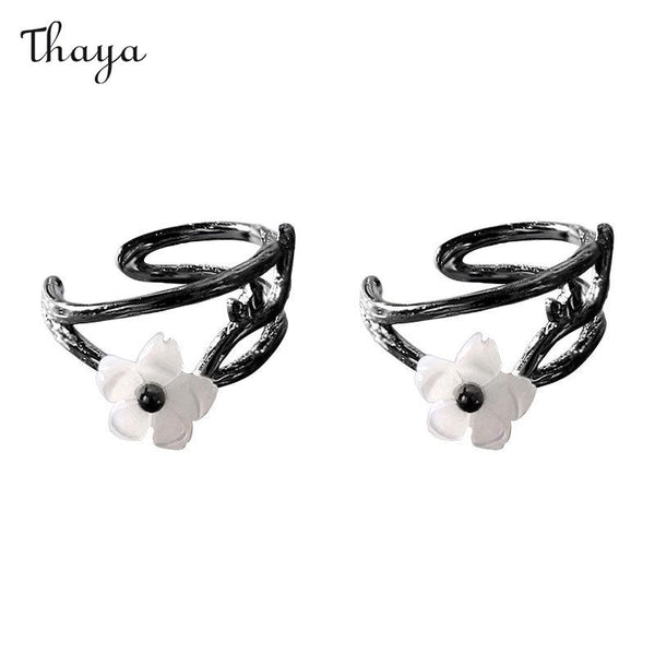 Clip d'oreille fleur en argent 925 Thaya