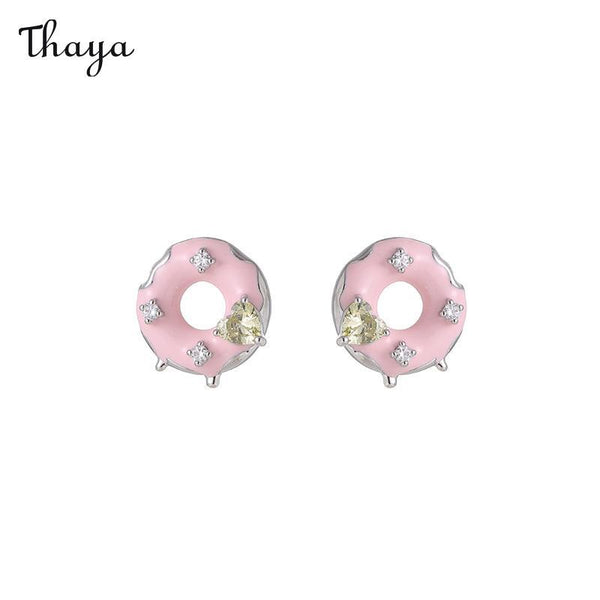 Boucles d'oreilles goutte à goutte à l'huile faites à la main en émail Thaya Sweet Donut Lollipop Cone Bow