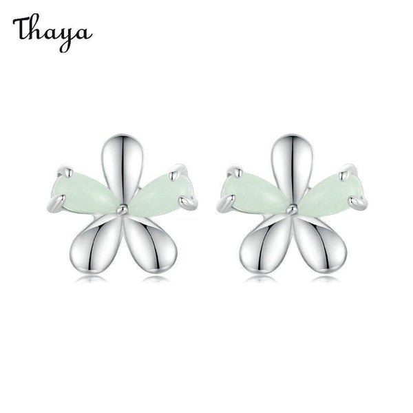 Boucles d'oreilles Thaya en argent pur 925 avec fleur scintillante dans la nuit